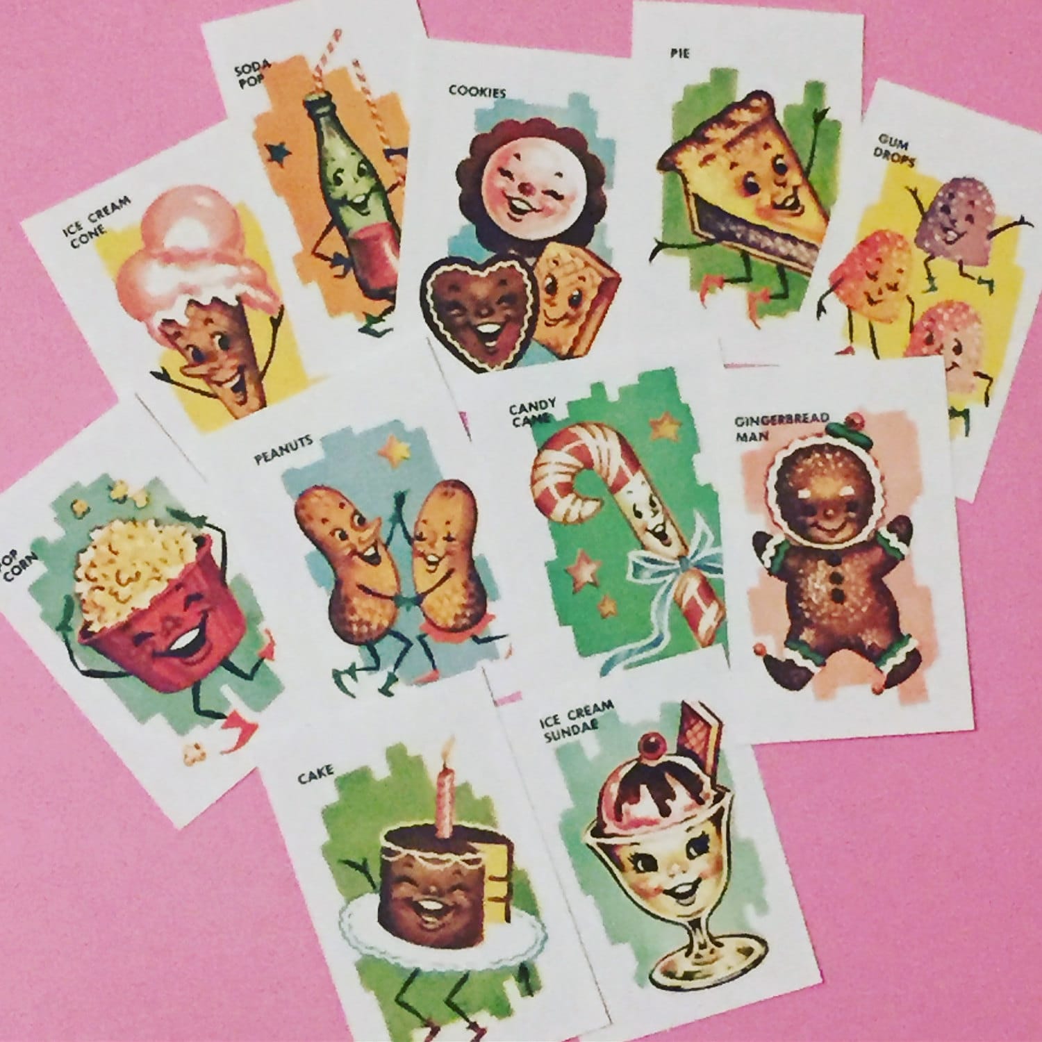 Candy Stickers Set of 22 Handmade Stickers Vintage Style Etsy