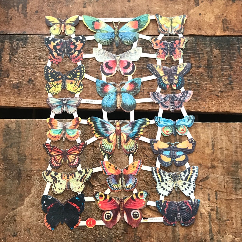 Paper Ephemera Vintage Style Vintage Butterflies Cut Outs Die Cuts Butterflies Reproduction German Scraps Insect Vintage Inspired