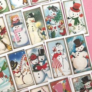 Snowman Stickers Set of 24 Handmade Stickers, Vintage Christmas, Cute Planner Stickers, Cute Christmas, Holiday Stickers, Snowmen image 4