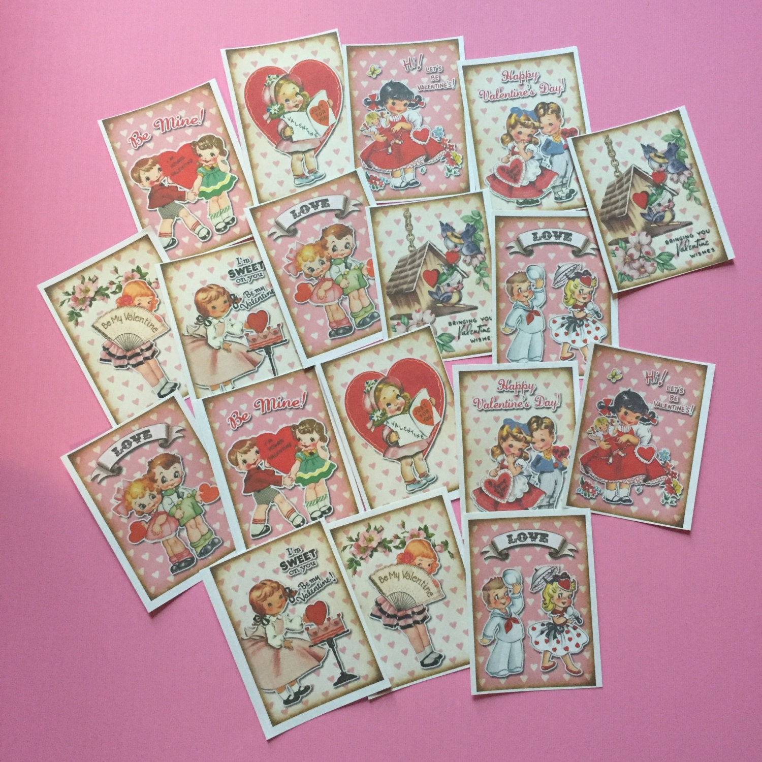 Valentine Stickers Set of 18 Handmade Stickers, Vintage Style, Vintage  Valentine, Cute Planner Stickers, Cute Valentines, Valentines Day 