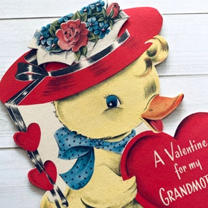 Tarjeta de San Valentín antigua sin usar: tarjeta de felicitación antigua de Norcross, tarjeta de pato antigua, tarjeta de San Valentín sin usar, efímera de San Valentín, abuela