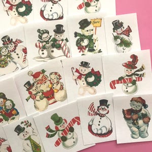 Snowman Stickers Set of 26 Handmade Stickers, Vintage Christmas, Planner Stickers, Cute Christmas, Holiday Stickers, Vintage Snowman image 6