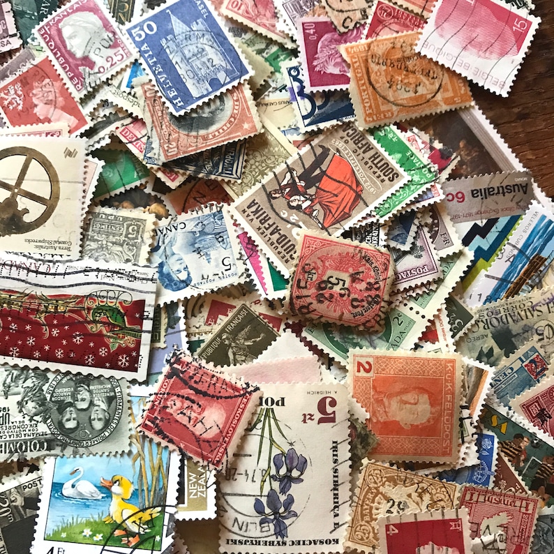Vintage Cancelled Stamps Random Set of 75 Vintage Stamps Etsy