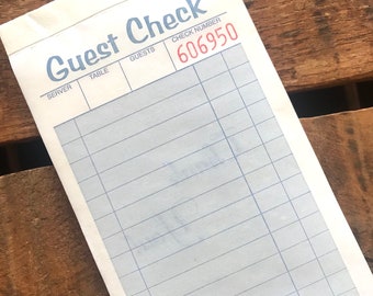 Blue Guest Checks Pad - 100 Sheets - Junk Journal Paper Ephemera, Planner Supply, Craft Supply, Paper Ephemera, Journal Paper, Receipts