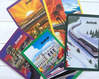 Baraja de cartas vintage con publicidad de Amtrak (juego de 5)