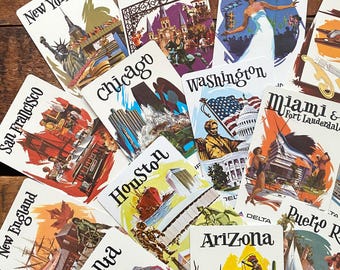 Naipes vintage de los años 70 con publicidad de Delta Airlines (juego de 15 unidades)