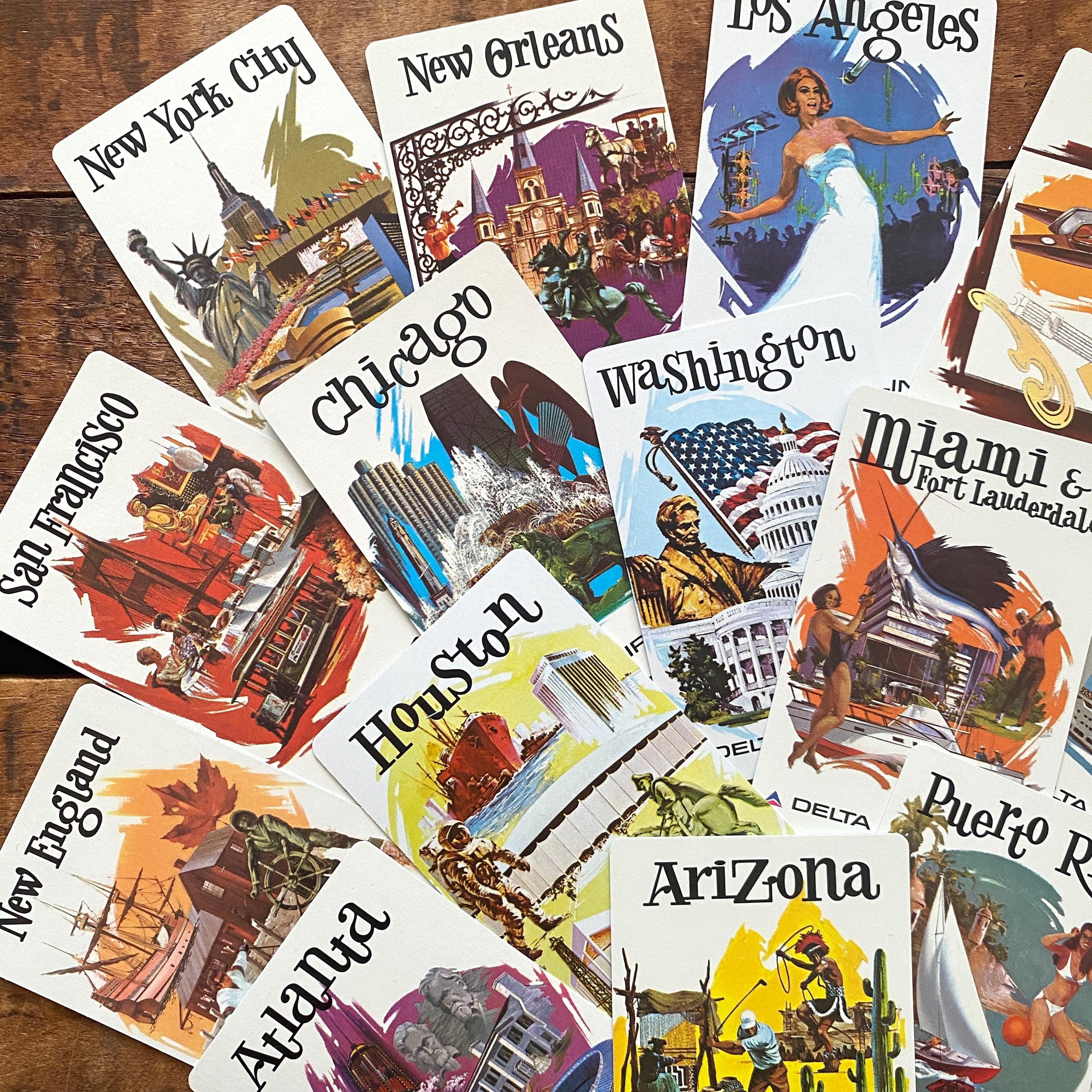 Vintage 70s Delta Air Lines Advertising Playing Cards - Assorted