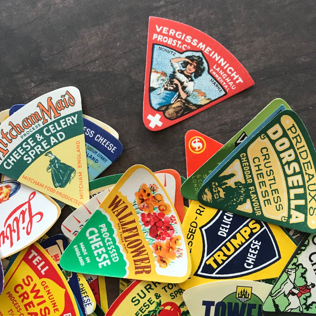 Vintage Cheese Labels Set of 10 Vintage Labels, Vintage Paper Ephemera, Collage Ephemera