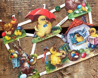 German Scraps - Easter, Chickens, Rabbits - Die Cuts, Cut Outs, Reproduction, Vintage Style, Junk Journal Paper Ephemera, Easter Ephemera