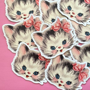 Kitten Magnet 3 Wide Fridge Magnet, Vintage Inspired Cat Magnet, Waterproof Vinyl Magnet, Refrigerator Weatherproof, Valentine Magnet image 9