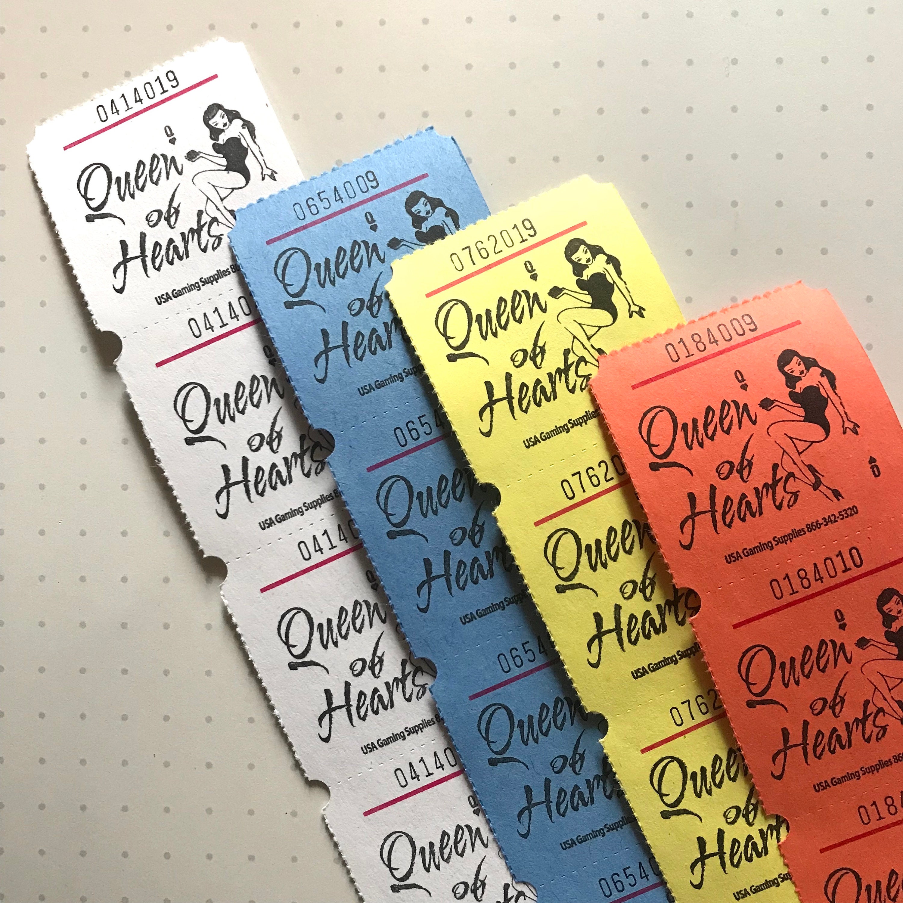 Queen of Hearts Tickets - Set of 20 - Junk Journal Paper Ephemera, Jo…