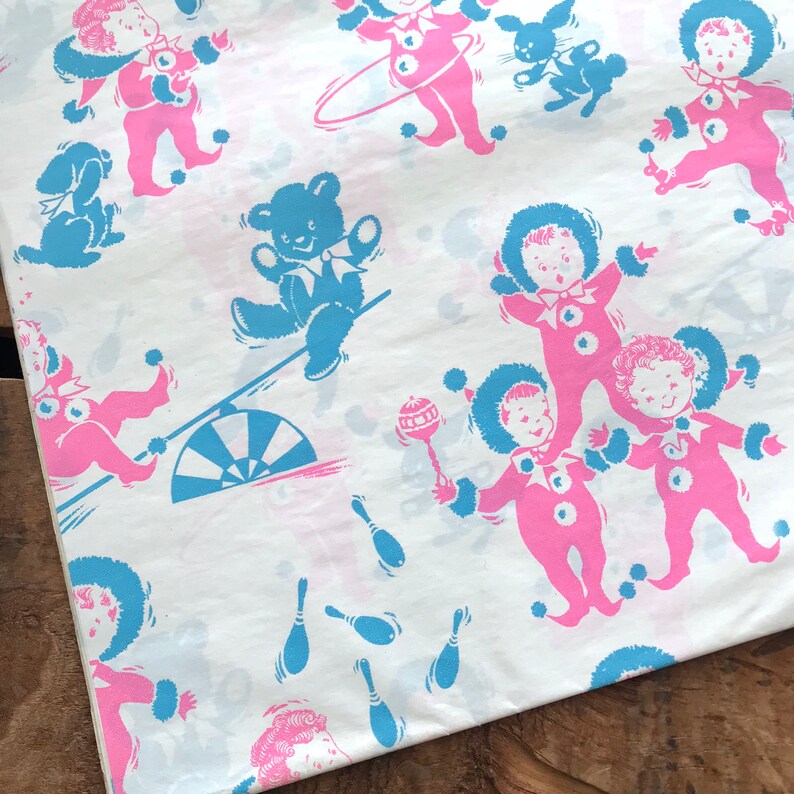 Baby Shower Paper Vintage Wrapping Paper Vintage Babies Paper Ephemera 1 Sheet Vintage Gift Wrap Unused Sheet Cute Baby Gift Wrap