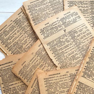 Vintage 1930s Webster Dictionary Pages - Set of 20 Sheets - Mixed Media Pack, Paper Ephemera, Junk Journal Pages Lot, Collage, Altered Art