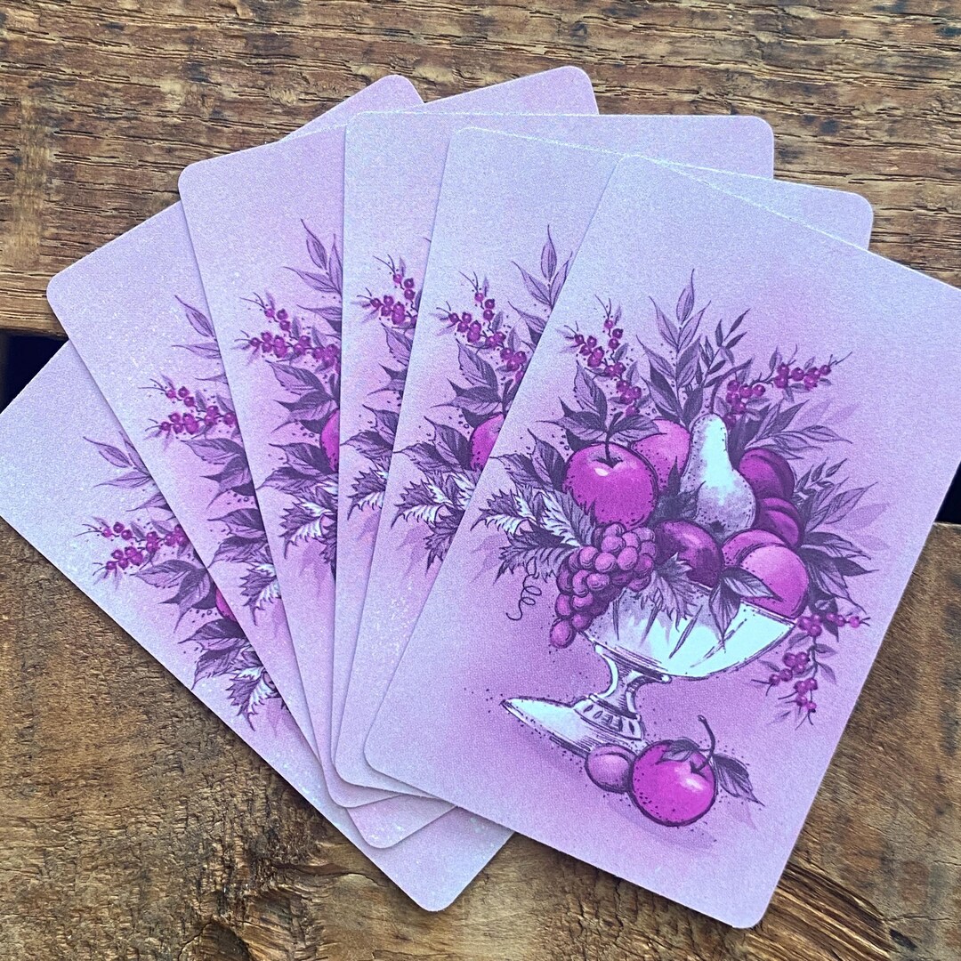 Vintage Pink Fruit Bowl Playing Cards - Set of 6 - Etsy
