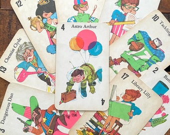 Vintage Oversized Old Maid Cards - Set of 15 - Paper Ephemera, Vintage Children's Cards, Junk Journal, Collage, Altered Art, Paper Card Lot