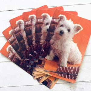 Vintage Puppy Playing Cards - Set of 6 - Children&#39;s Cards, Scrapbooking, Paper Ephemera, Junk Journal, Craft Supplies, Altered Art, Cute Dog