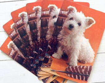 Vintage White Puppy Dog Playing Cards - Set of 6
