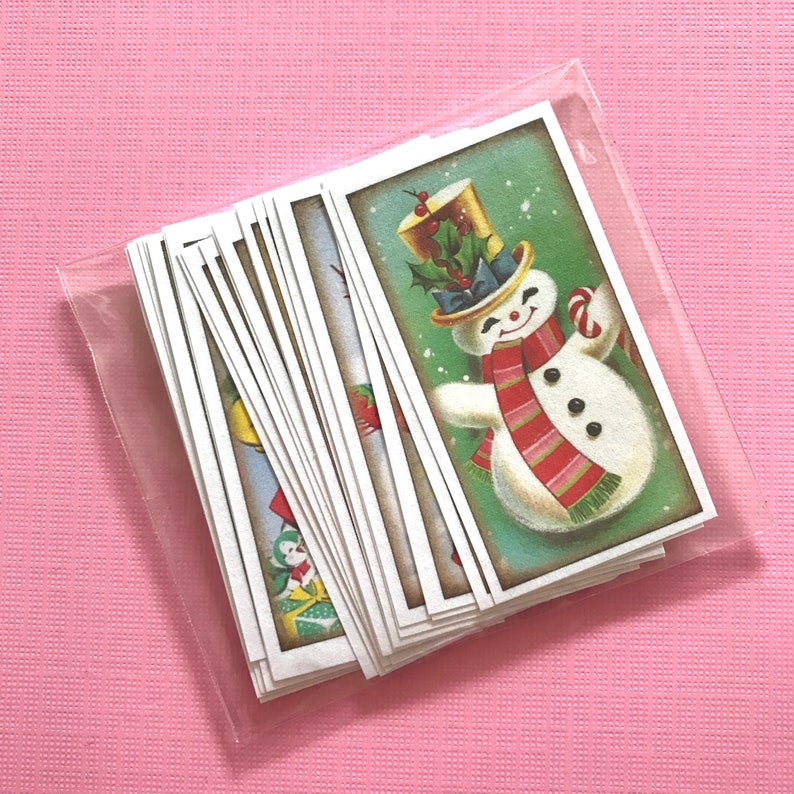 Snowman Stickers Set of 24 Handmade Stickers, Vintage Christmas, Cute Planner Stickers, Cute Christmas, Holiday Stickers, Snowmen image 7