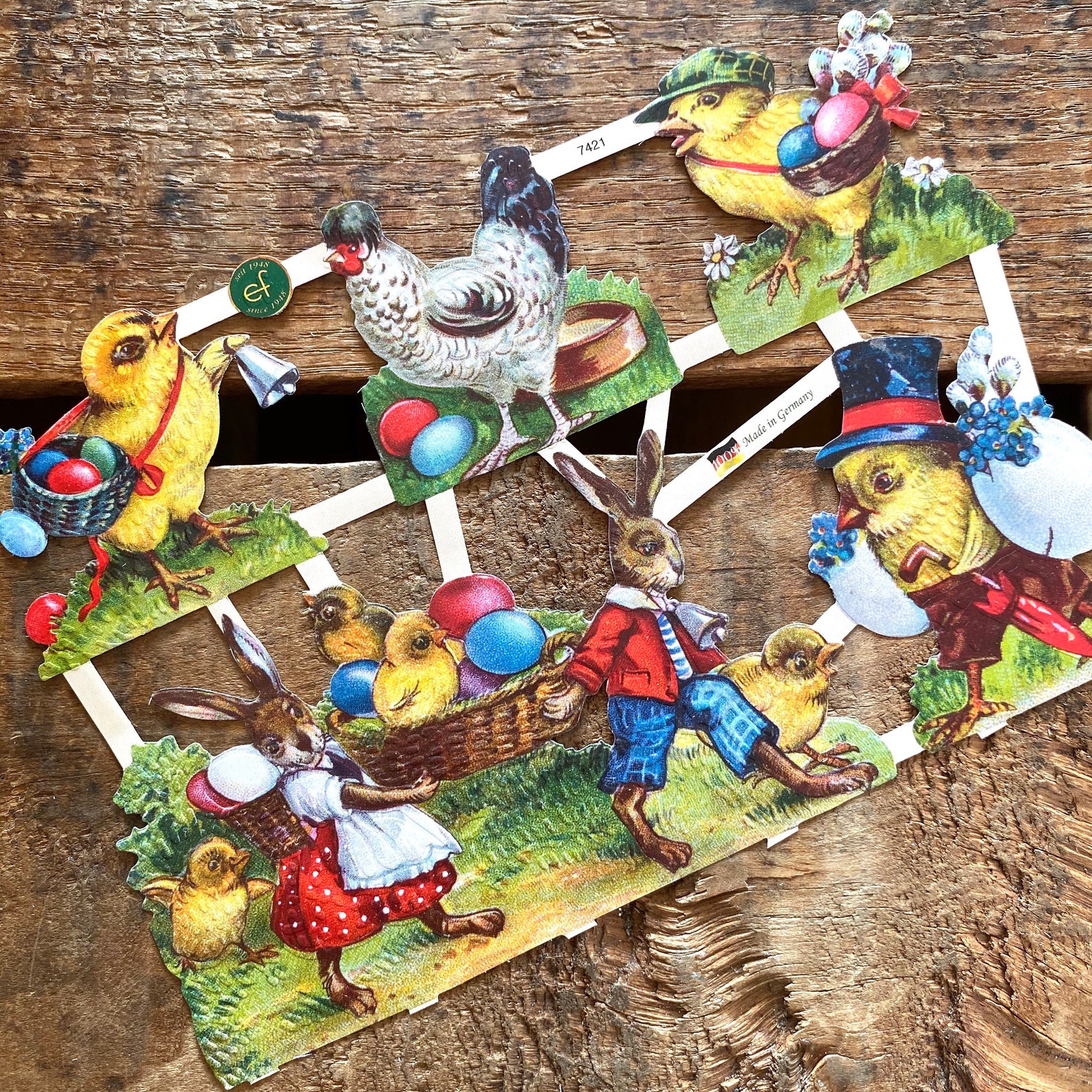 German Scraps - Easter, Chickens, Rabbits - Die Cuts, Cut Outs, Reproduction, Vintage Style, Junk Journal Paper Ephemera, Easter Ephemera
