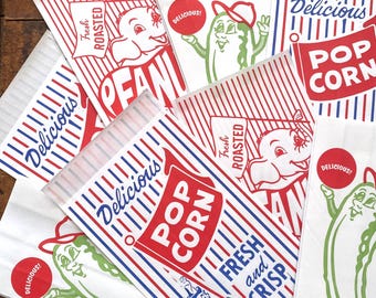 Assortiment de sacs en papier - Lot de 12 - Sac à friandises en papier, maïs soufflé aux cornichons, cacahuètes du cirque, fournitures pour carnets de voyage, fournitures créatives, papier éphémère