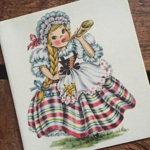 Vintage Dolls of Many Lands Card - Doll of Switzerland - Blank Inside - Unused