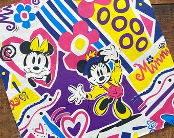 Vintage Minnie Mouse Gift Wrap - 1 Sheet - Vintage Wrapping, Paper Ephemera, Unused Sheet, Birthday Paper, Disney Gift Wrap, Junk Journal
