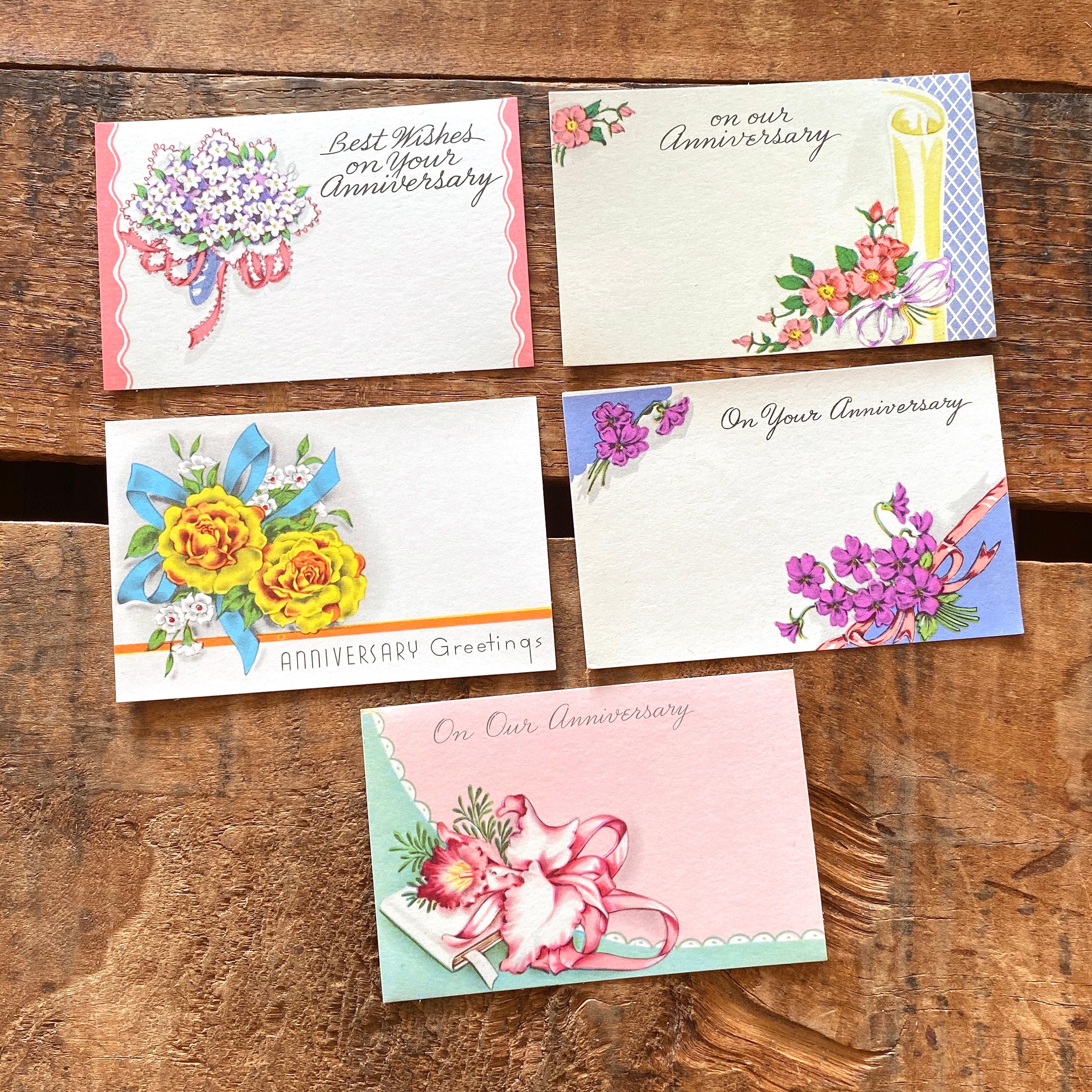 Vintage Assorted Anniversary Cards - Set of 10 - Paper Ephemera Junk ...