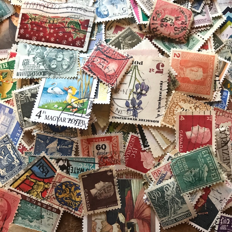Vintage Cancelled Stamps Random Set of 75 Vintage Stamps Etsy