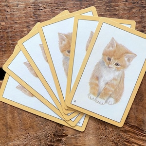 jeu de cartes chaton vintage - lot de 6 - cartes pour enfants, scrapbooking, papier éphémère, journal indésirable, fournitures créatives, oeuvre d'art modifiée, lot de chats
