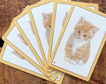 Vintage Orange Kitten Playing Cards - Set of 6