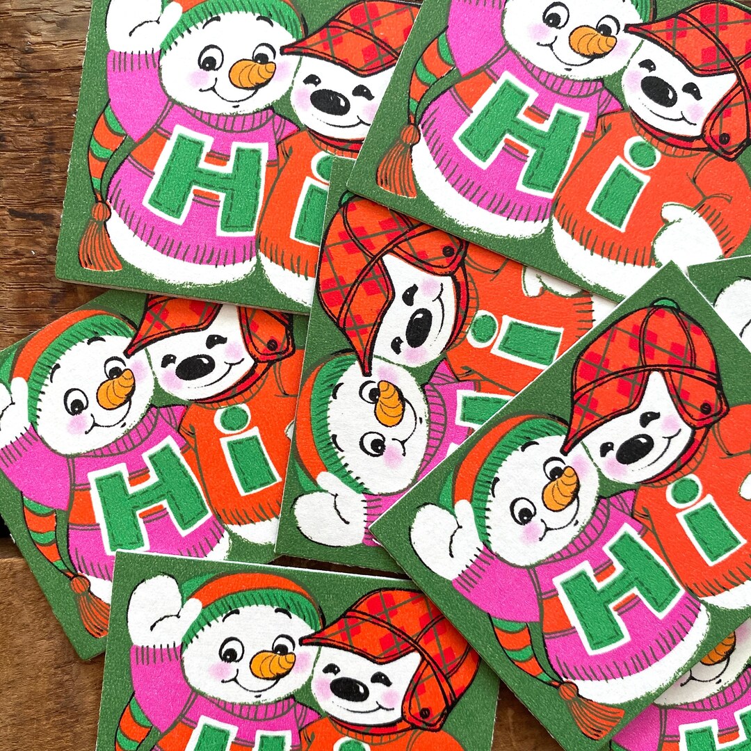 Vintage Unused Snowmen Christmas Tags - Set of 8 - Old Snowman Tags ...