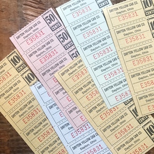 Vintage Yellow Cab Coupon Tickets - 6 Sheets, 30 Tickets - Vintage Tickets, Altered Art, Junk Journal, Scrapbooking, Collage, Paper Ephemera