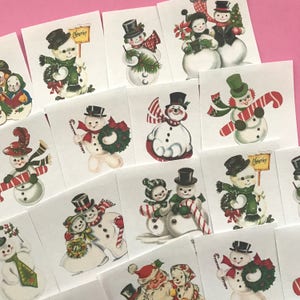 Snowman Stickers Set of 26 Handmade Stickers, Vintage Christmas, Planner Stickers, Cute Christmas, Holiday Stickers, Vintage Snowman image 4