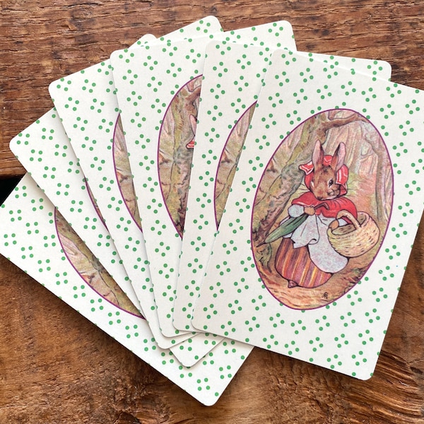 Vintage Mrs. Peter Rabbit Children's Playing Cards - Set of 6