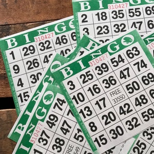 Lot de 20 cartes de bingo vertes, feuilles de bingo, papier journal indésirable, journal éphémères, fournitures pour agenda, fournitures créatives, papier éphémères, travaux manuels