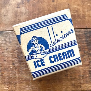 Vintage Empty Ice Cream Box - 1 Box - Old Packaging, Novelty Paper Ephemera, Kitchen Décor, Mid Century MCM, Advertising, Soda Shop Gift