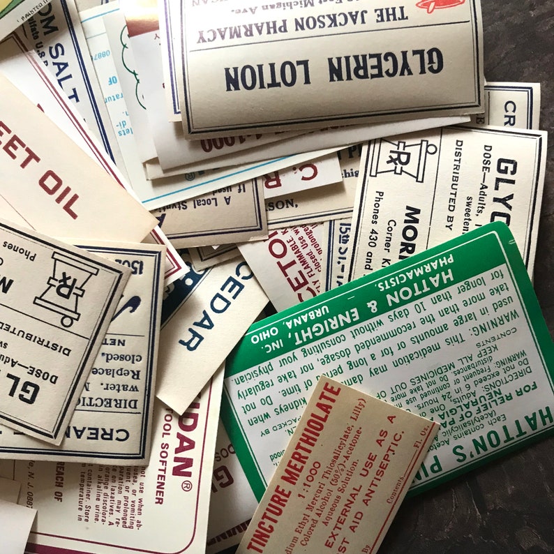 Vintage Pharmacy Labels - Set of 15 - Drug Store Labels, Vintage ...
