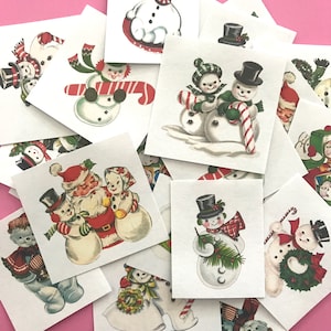 Snowman Stickers Set of 26 Handmade Stickers, Vintage Christmas, Planner Stickers, Cute Christmas, Holiday Stickers, Vintage Snowman image 2