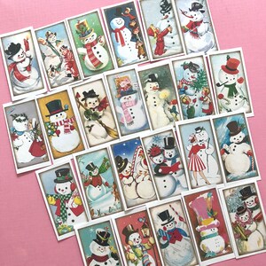 Snowman Stickers Set of 24 Handmade Stickers, Vintage Christmas, Cute Planner Stickers, Cute Christmas, Holiday Stickers, Snowmen image 8