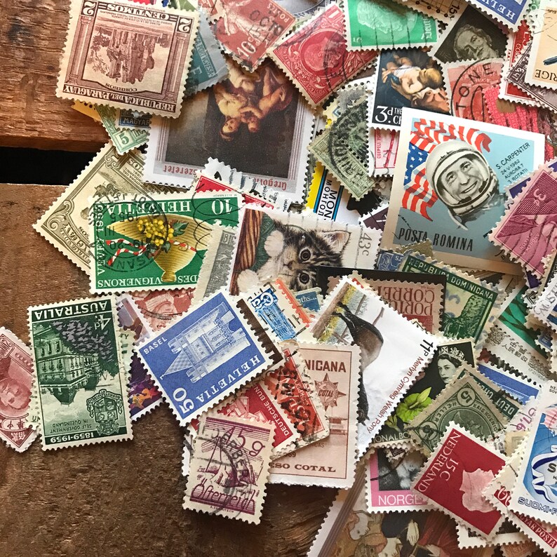 Vintage Cancelled Stamps Random Set of 75 Vintage Stamps Etsy