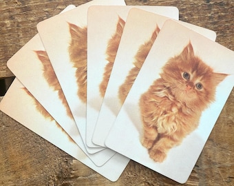 Vintage Orange Kitten Cat Playing Cards - Set of 6