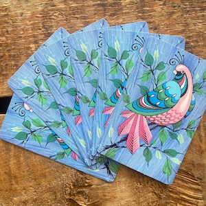 Naipes de pájaros vintage - Juego de 6 - Tarjetas de naturaleza antigua, papel efímero para scrapbooking, diario basura, lote de materiales para manualidades, collage de arte alterado