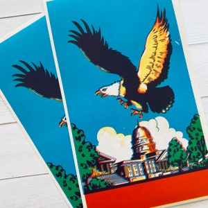 Vintage Broom Labels - Set of 2 - Vintage Eagle Labels, NOS Labels, Junk Journal, Paper Ephemera, Vintage Advertising Label, Eagle Ephemera