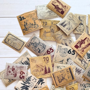 Pegatinas de naturaleza - Juego de 45 - Pegatinas de plantas, papel efímero para diario basura, suministros para planificadores, suministros para manualidades, efímeros de viaje, lote de naturaleza
