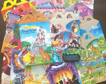 Cajas vintage de Happy Meal de los 90 - Sin usar, 12 cajas - Empaques de McDonald's, artículos de papel, recuerdos para fiestas de cumpleaños, materiales para manualidades, álbum de recortes