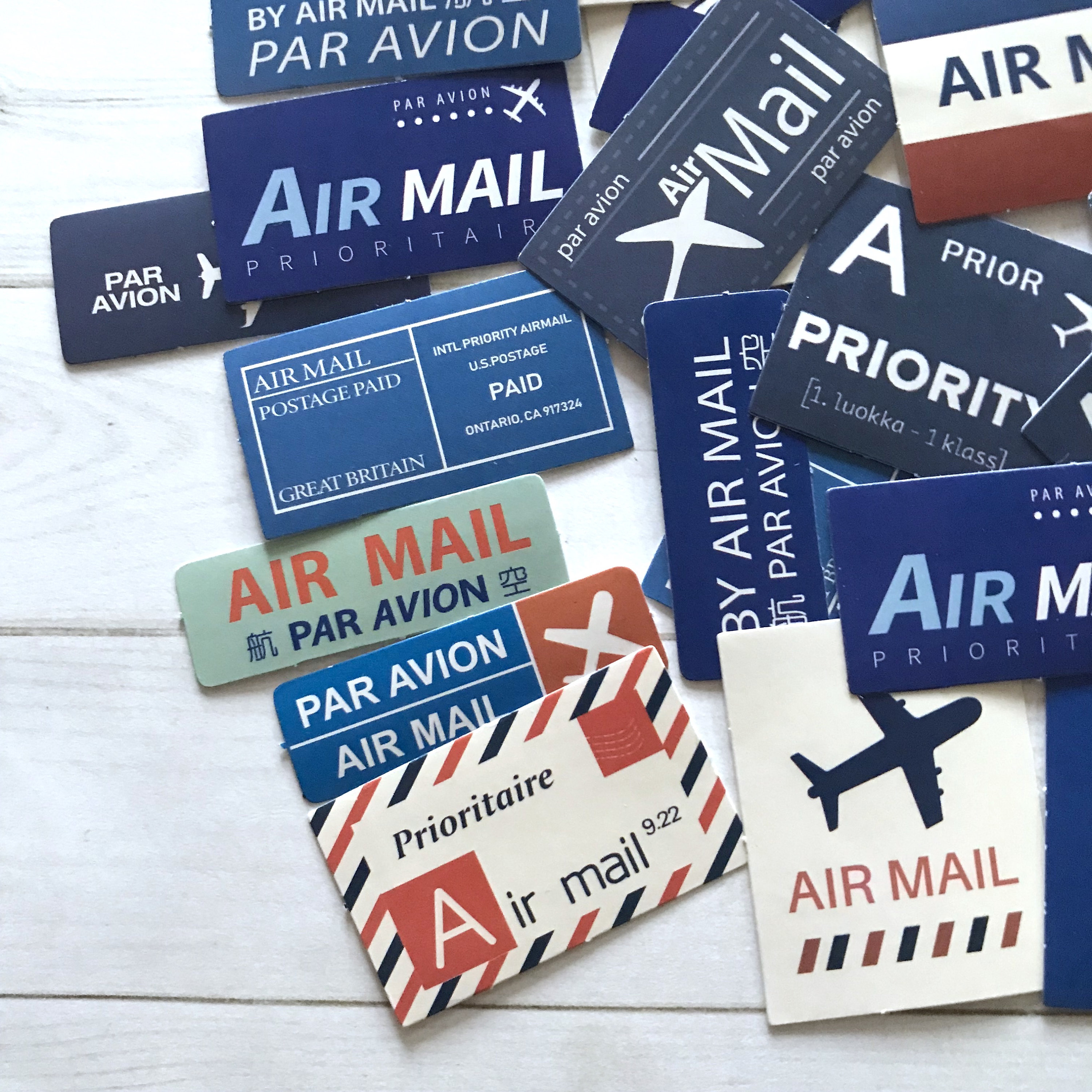 Air Mail Stickers Set of 45 Airmail Labels, Par Avion, Junk