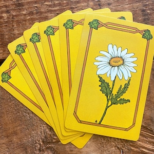 Naipes antiguos - Juego de 6 - Tarjetas de margaritas antiguas, flores, naturaleza, diario basura, papel efímero, material para manualidades, collage de arte alterado