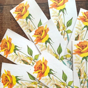Vintage Unused Yellow Rose Tally Cards - Set of 8 - Junk Journal, Paper Ephemera, Craft Supplies, Hytone Bridge Tallies, Floral Flowers