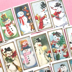 Snowman Stickers Set of 24 Handmade Stickers, Vintage Christmas, Cute Planner Stickers, Cute Christmas, Holiday Stickers, Snowmen image 3