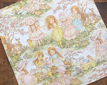 Vintage Children Gift Wrap - 1 Unused Sheet - Old Wrapping Paper Ephemera, Birthday Party, Junk Journal, Kids Craft Supply, Floral Flowers